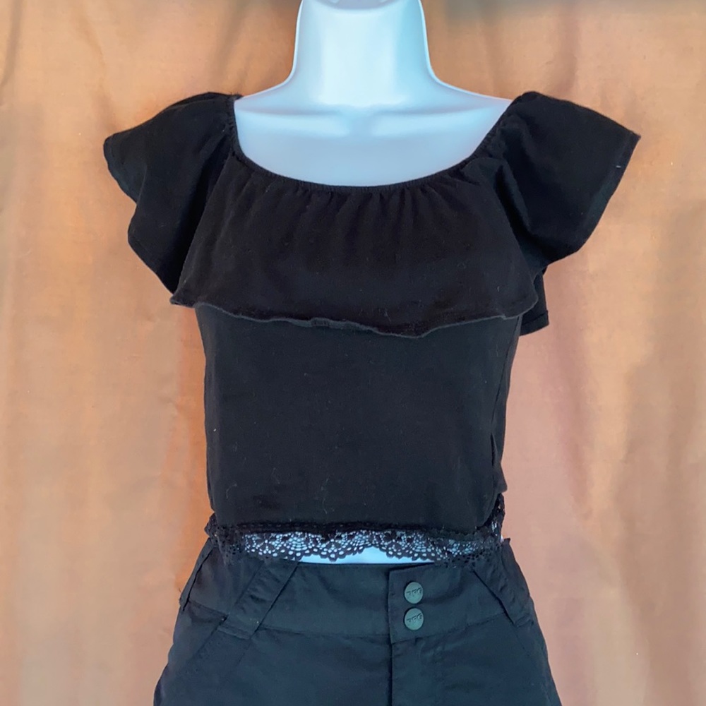 Papaya on or off shoulder ruffled crop top…